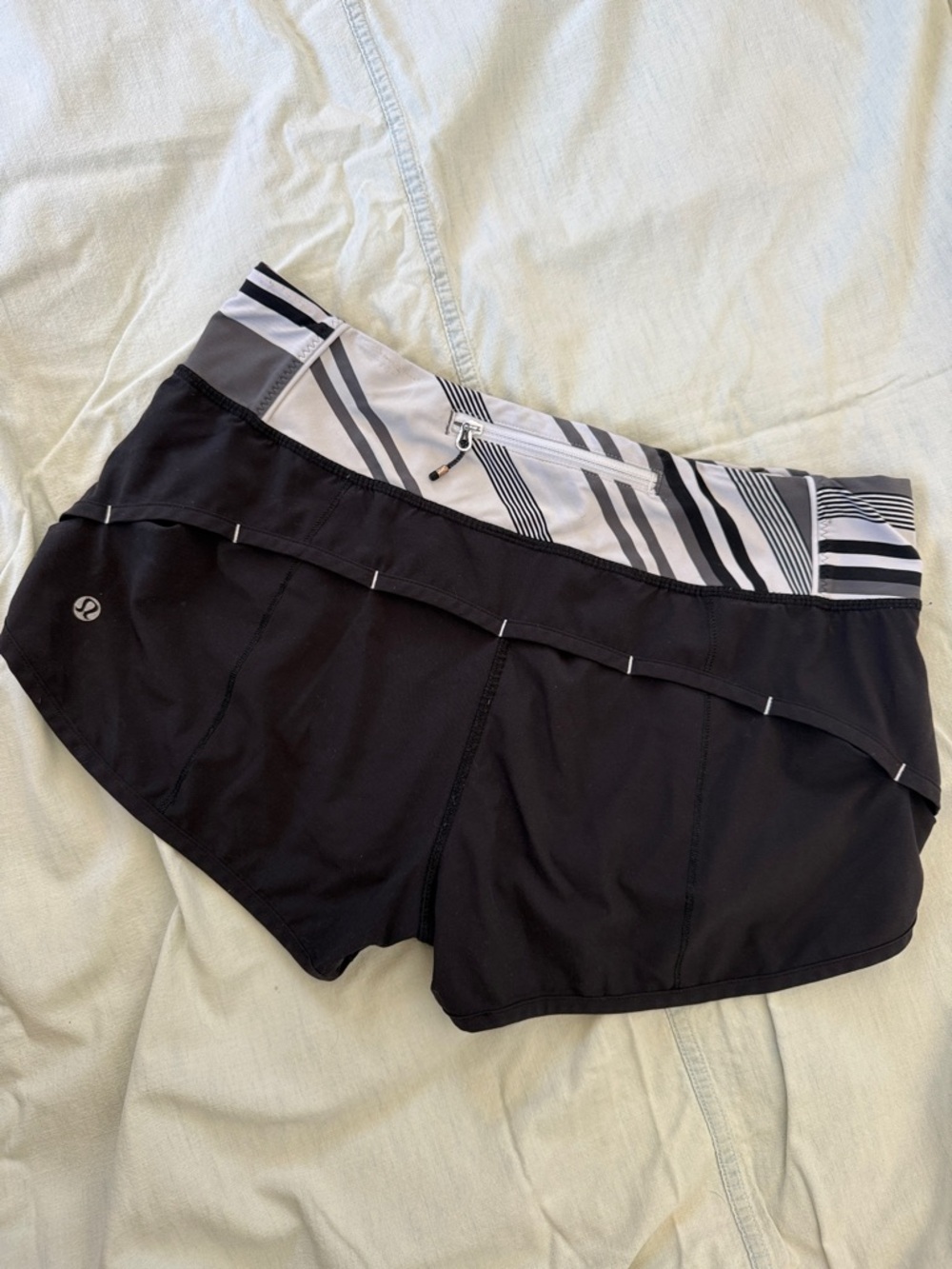 Lululemon Black Athletic Shorts with Striped Waistband